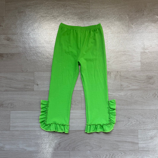 8.19 Preorder Kids Girls Green Ruffle Pants