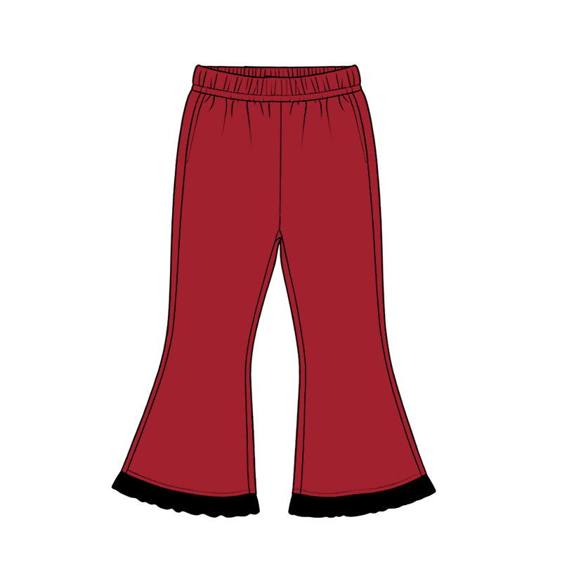 8.19 Preorder Girls Elastic Waist Contrast Scallop Hem Flare Pants