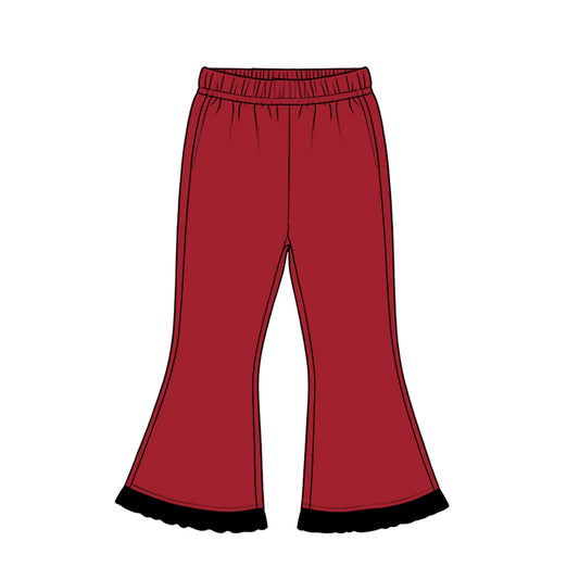 8.19 Preorder Girls Elastic Waist Contrast Scallop Hem Flare Pants