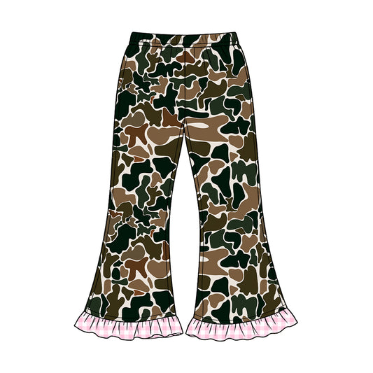 8.20 P1187 Preorder Brown Camo Print Girls Bell Bottom Pants