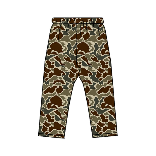 8.20 P1196 Preorder Dark Brown Green Camo Print Boys Bottom Pants