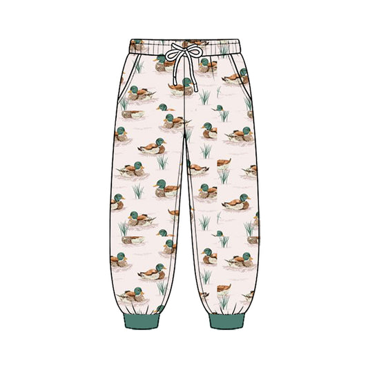8.25 P1205 Preorder Duck Pink Print Pockets Boys Bottom Pants