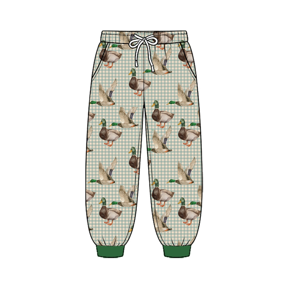 8.25 P1208 Preorder Duck Checkered Print Pockets Boys Bottom Pants