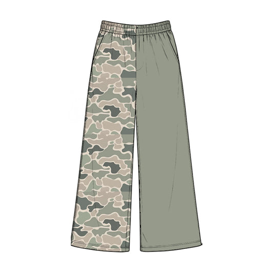 8.28 P1226 Preorder Green Khaki Camo Print Pockets Straight Girls Bottom Pants