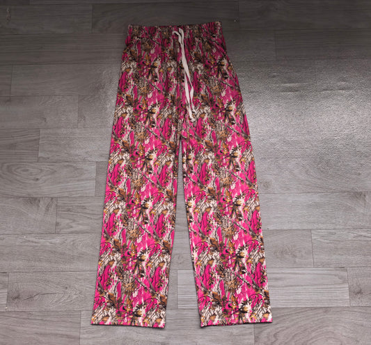 9.11 P1264 Preorder Adult Women Pink Camo  Wide Leg Pants