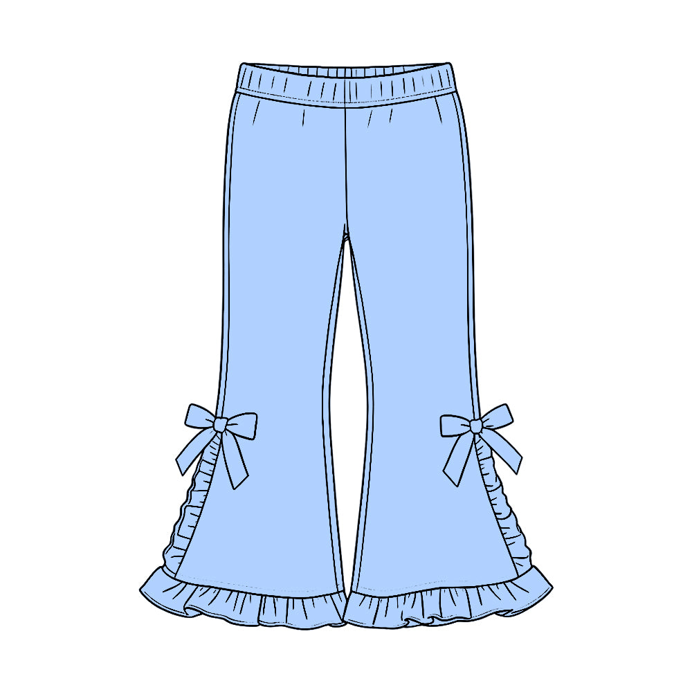 10.6 Preorder P1270 Blue Ruffle Girls Bell Bottom Pants