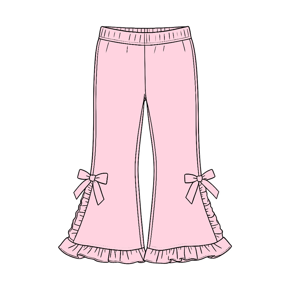 10.6 Preorder P1271 Pink Ruffle Girls Bell Bottom Pants