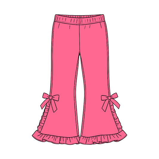 10.6 Preorder P1273 Hot Pink Ruffle Girls Bell Bottom Pants