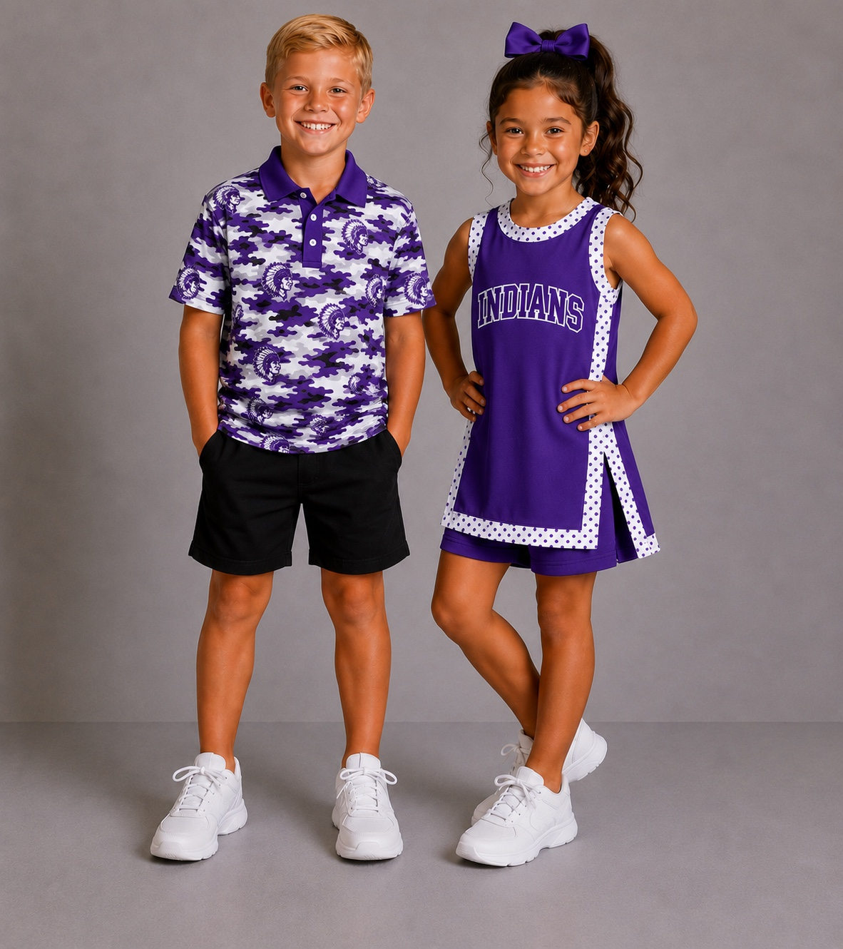 (Custom Design Preorder MOQ 5)  Teams PNG Indians Camo Print Boys Girls & Man Clothes Family Matching Wear
