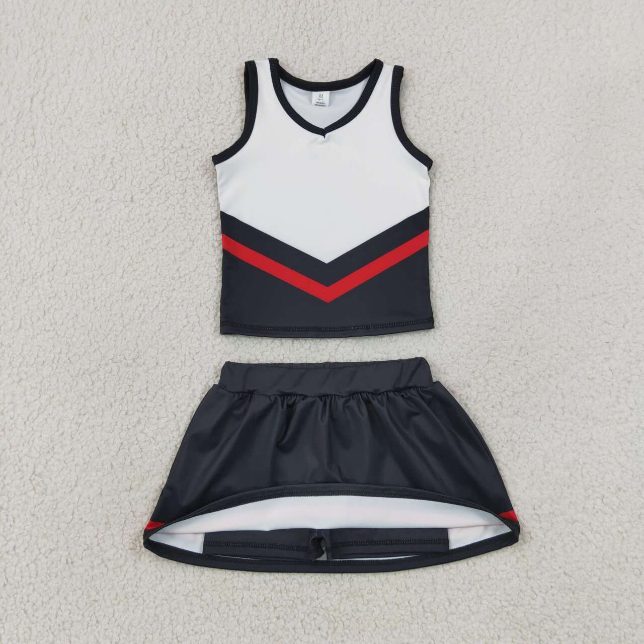 Kids Girls Black Red  Active Tank Top + Skort Outfit