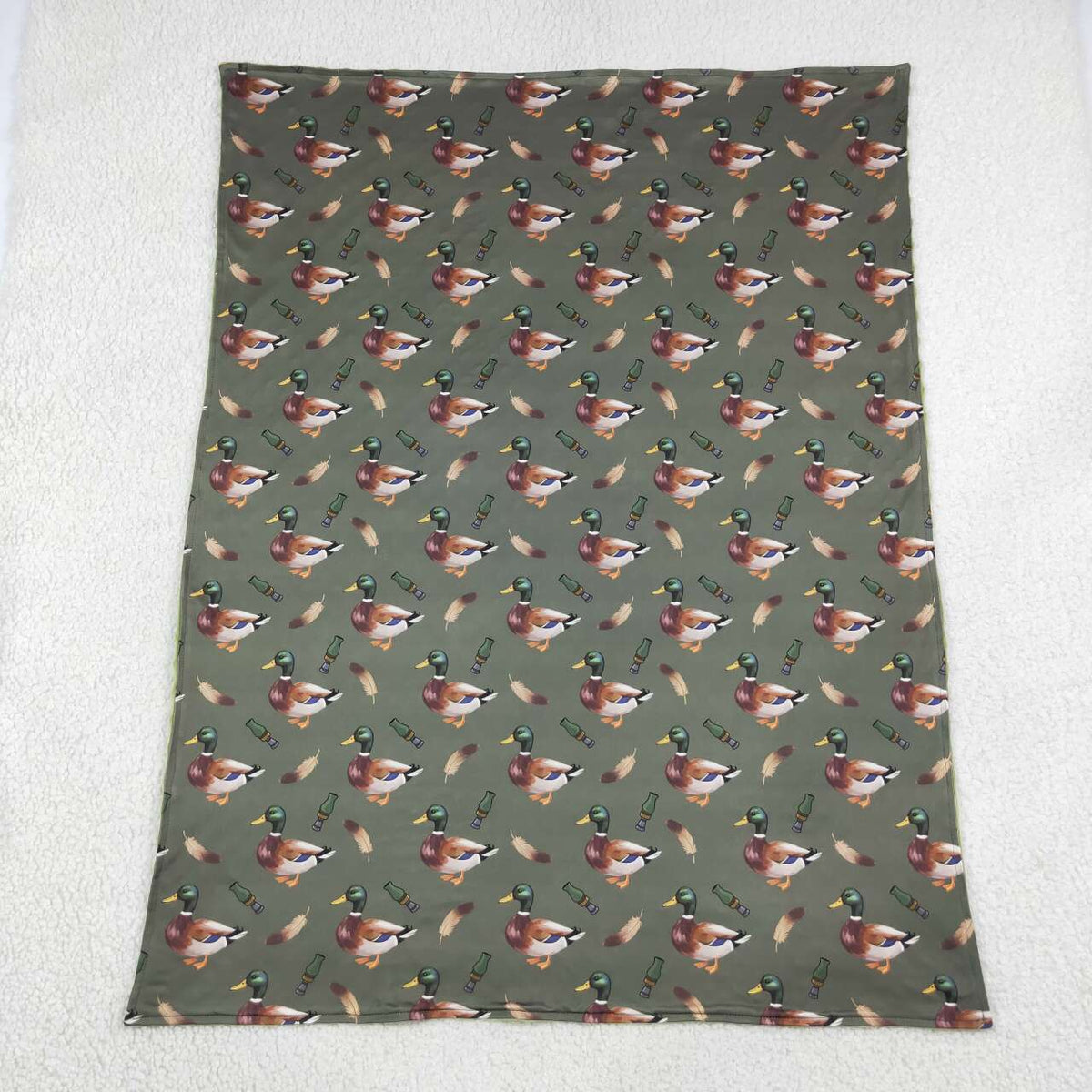 BL0287 Duck Call Feather Print Baby Boys Blanket