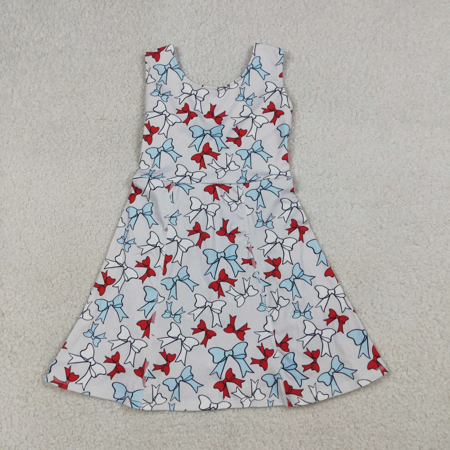 Baby Girls July 4th Red Blue Bow USA  Sleeveless Active Dress