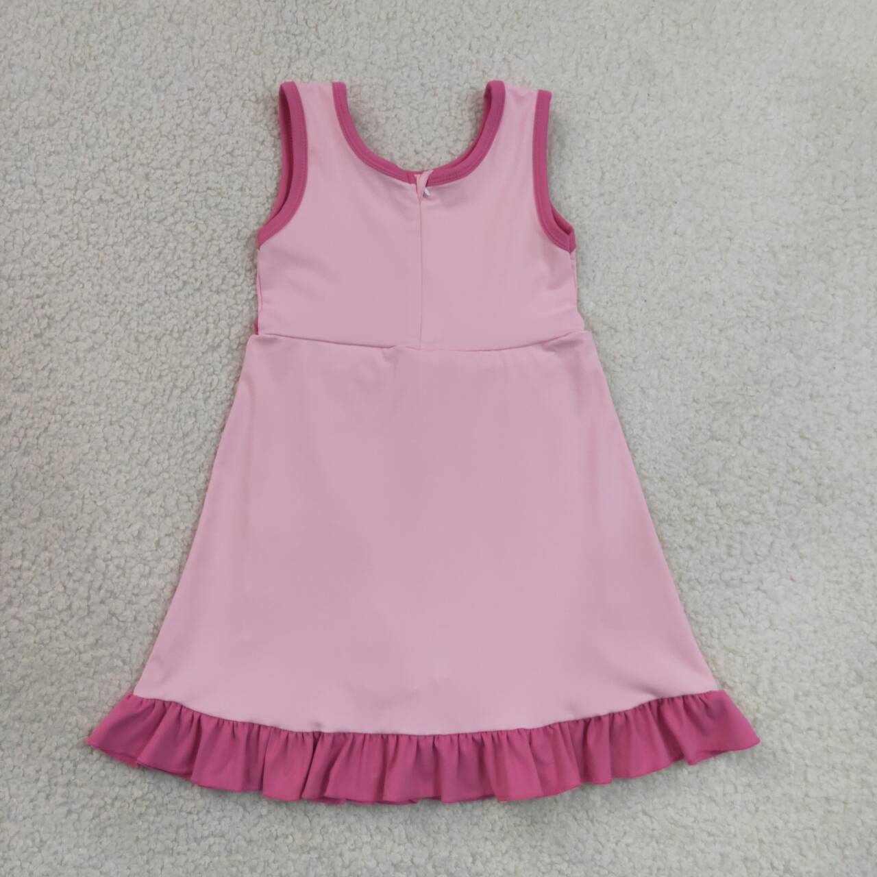 GSD4152 Pink Girls Sleeveless Ruffle Yoga Zipper Dress