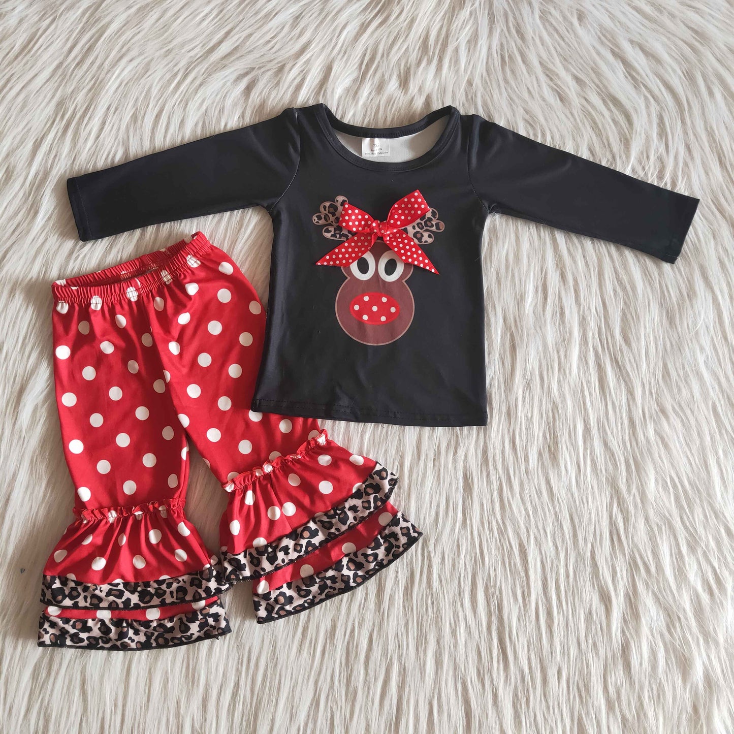Long sleeve ruffles pants Christmas outfits  6 A22-26