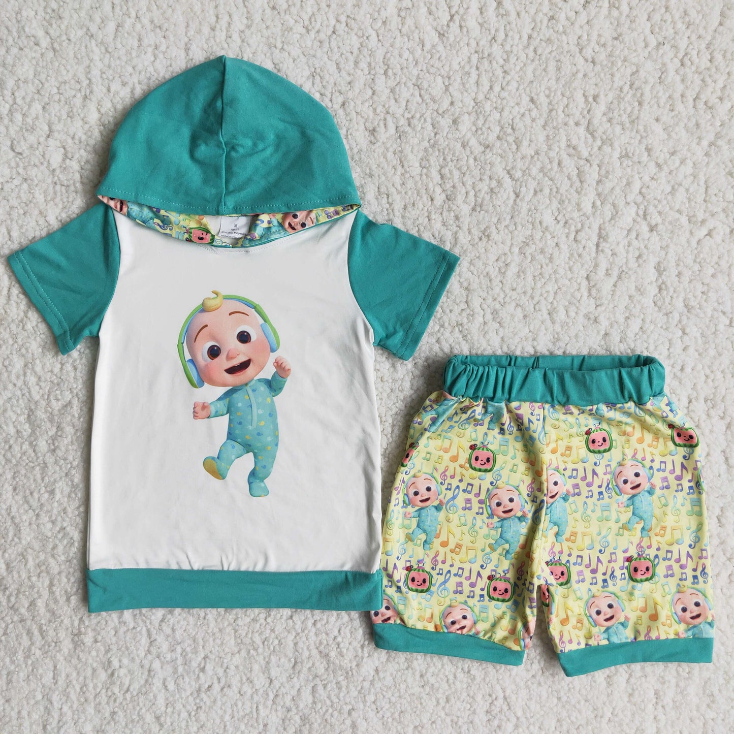 (Promotion)Cartoon Watermelon hooded Top shorts Boy's summer outfits  A15-15 2.99