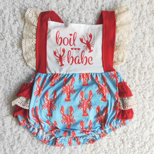 C15-27 crayfish Baby girls ruffle bubble romper