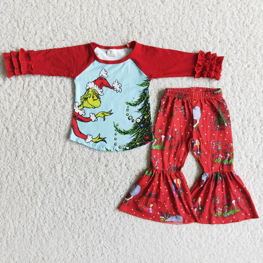 6 A17-14 Long sleeve bell bottom pants Christmas outfits