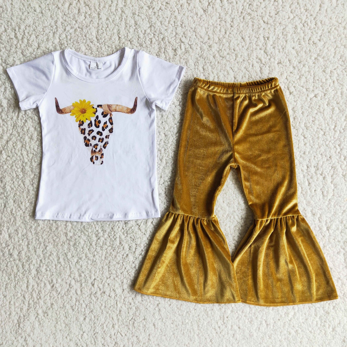 (Promotion) Short sleeve bell velvet pants outfits  D2-11