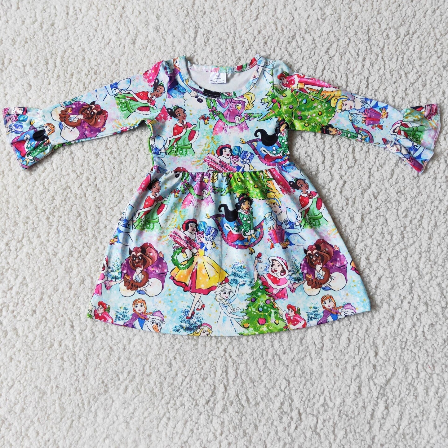 (Promotion)6 A16-17  Cartoon Princess Girls Christmas Knee Length Dress