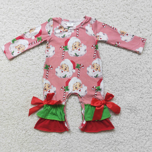 6 A2-30 Santa Candy Stripes Prints Baby Girls Christmas Ruffles Romper