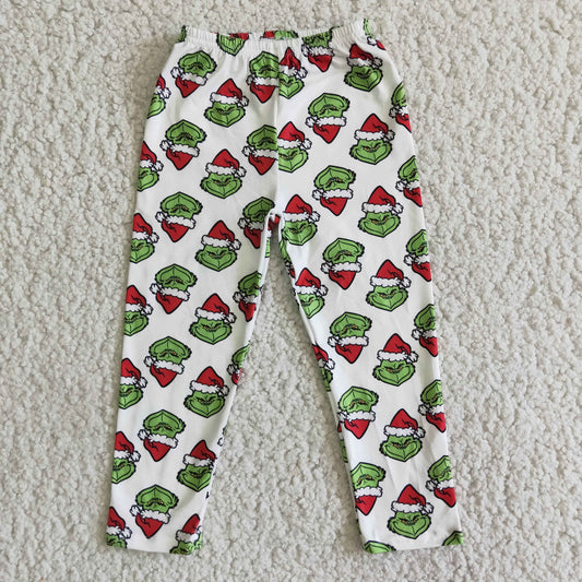 A3-14 Green Frog Print Girls Christmas Bottom Legging Pants