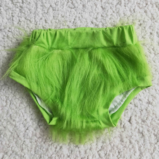 D4-2 Green Fur Baby Christmas Bummie Shorts