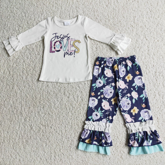$2.99 6 A7-12 Long sleeve ruffles pants outfits