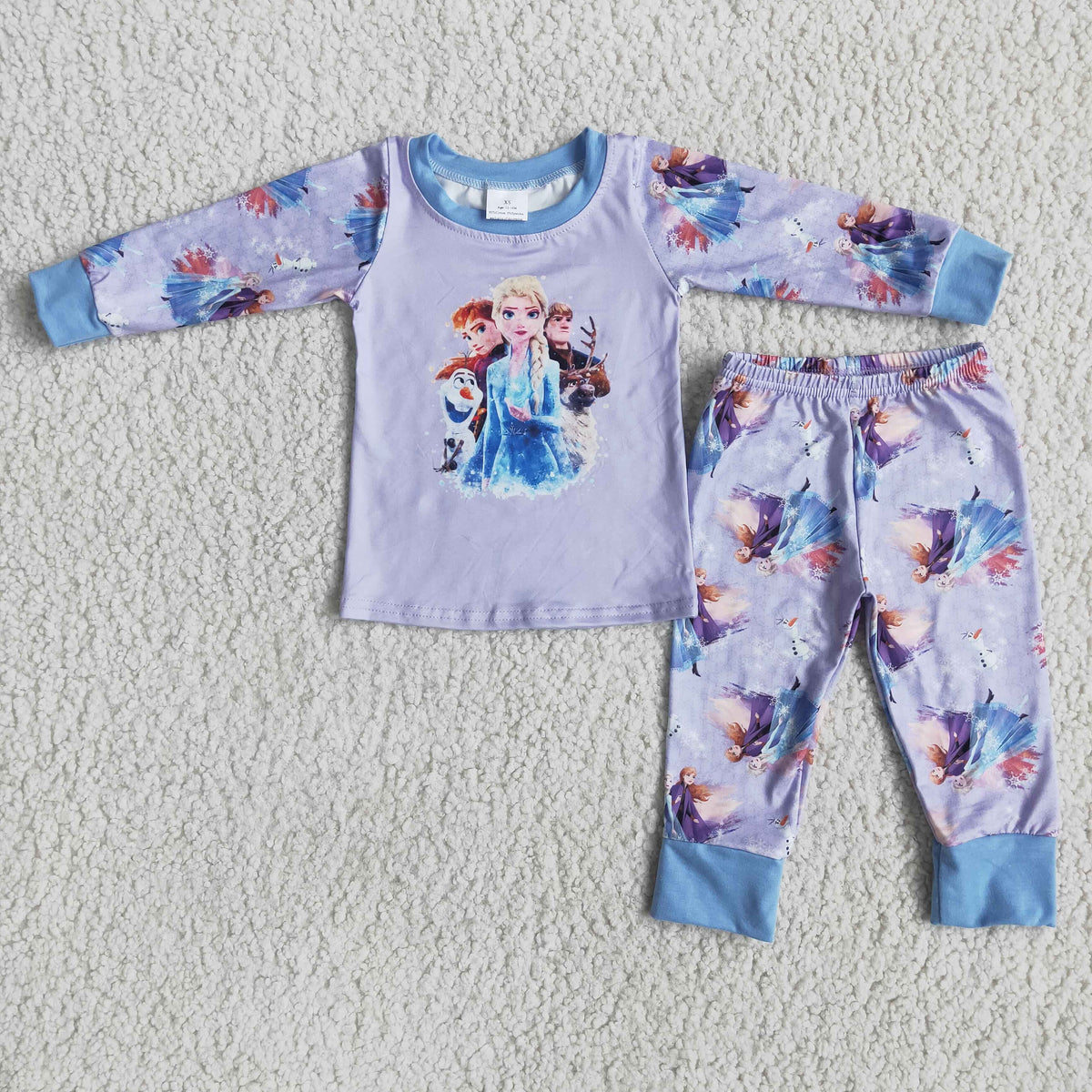 (Promotion) 6 A9-1 Cartoon Princess Print Girls Pajamas Clothes Set