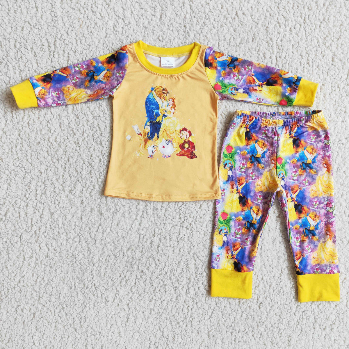 (Promotion)6 B8-4 Cartoon Princess Print Girls Pajamas Clothes Set