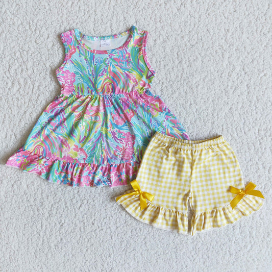 (Promotion)Sleeveless ruffles shorts summer outfits   E8-19