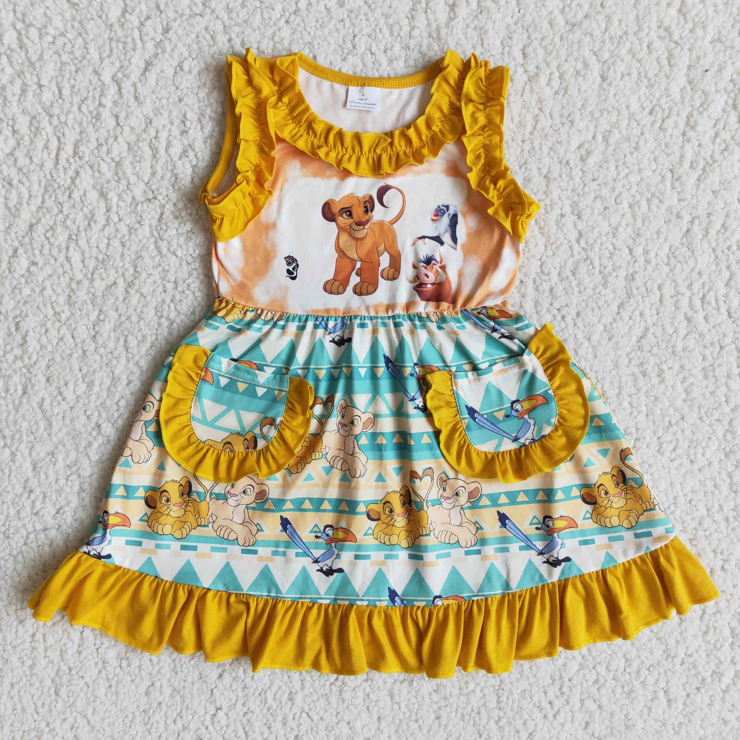 (Promotion)Sleeveless knee length cartoon lion dress  	 E13-5