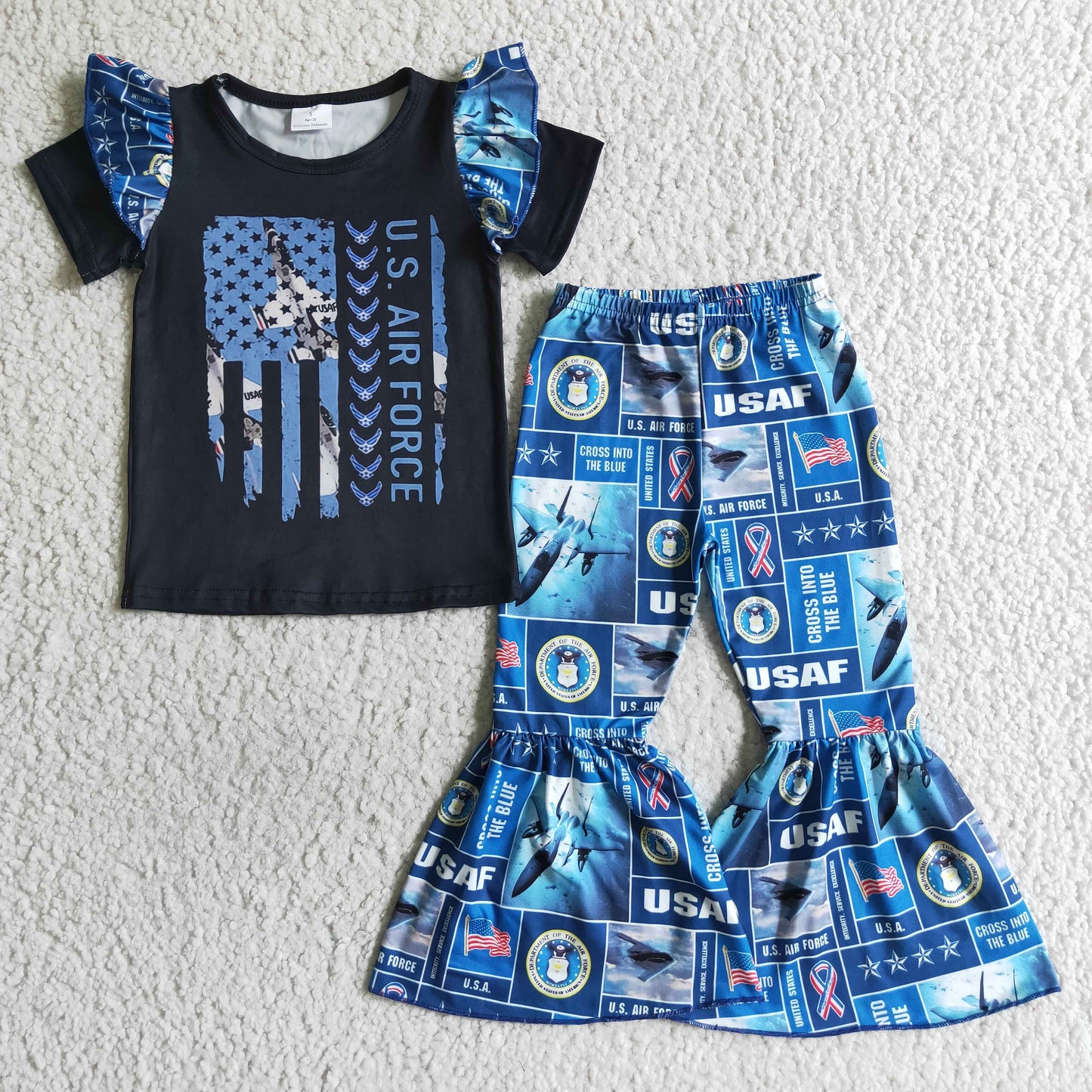 A4-4 US AIR FORCE Blue Girls Bell Pants Clothes Set