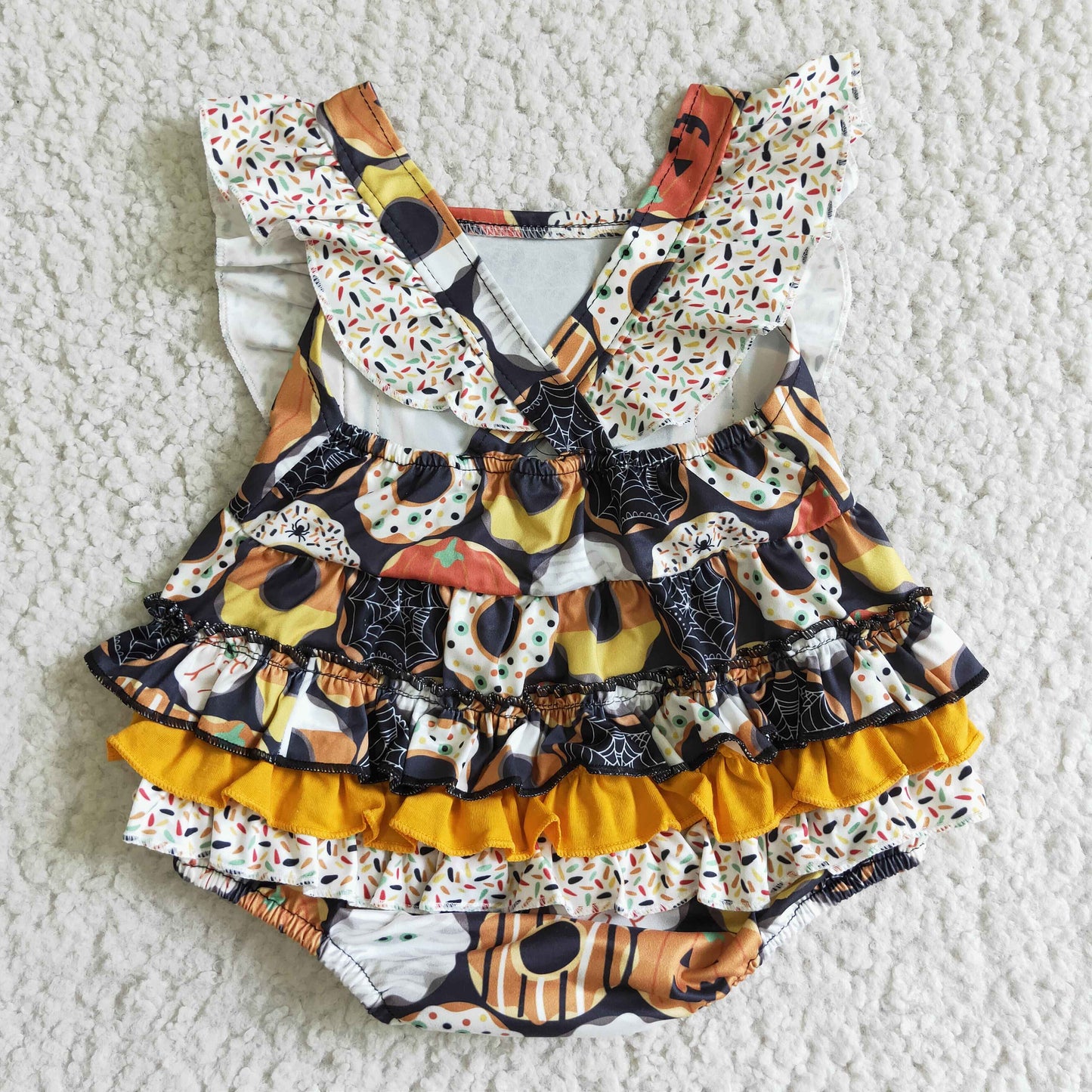 Baby girls bubble doughnut design Halloween romper       SR0079