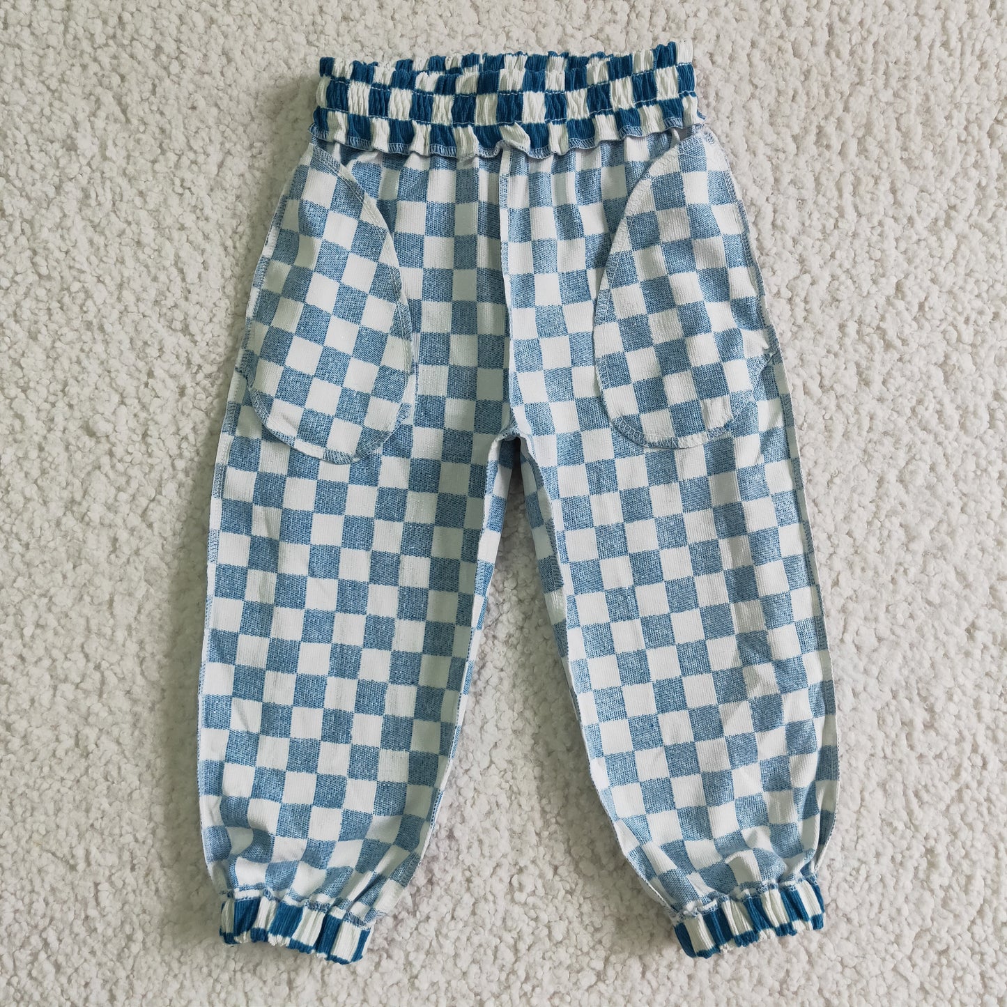 Kids cotton checkerboard print pants P0018
