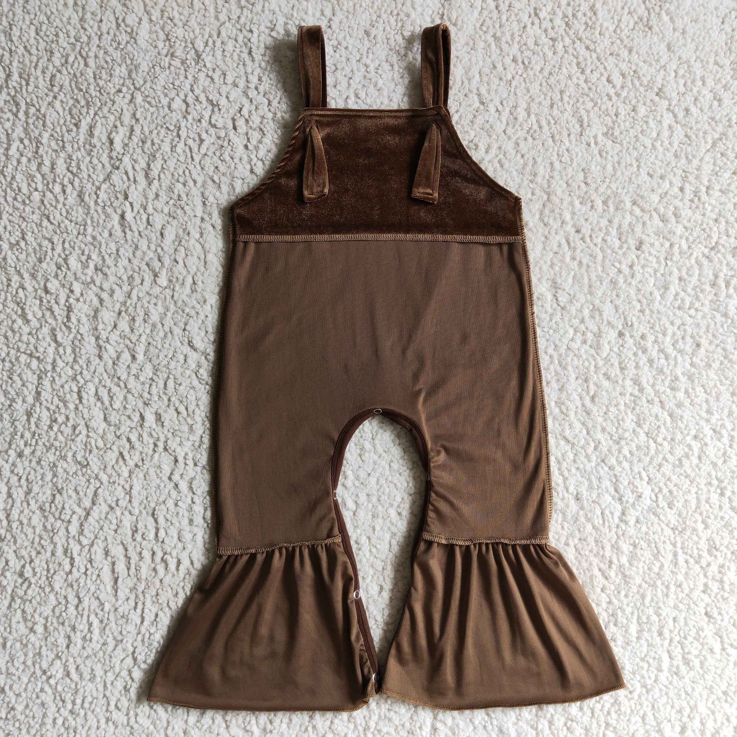 Baby Girls brown velvet romper      SR0090