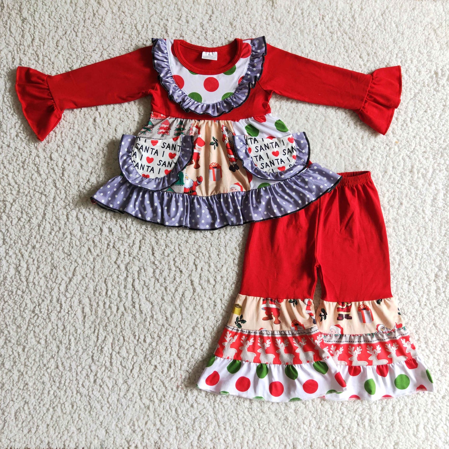 Long sleeve pockets Christmas outfits    	 6 A24-13