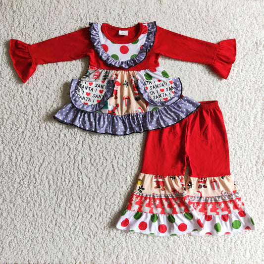 Long sleeve pockets Christmas outfits    	 6 A24-13