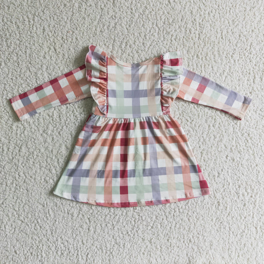 Girls long sleeve plaid dress       GLD0117