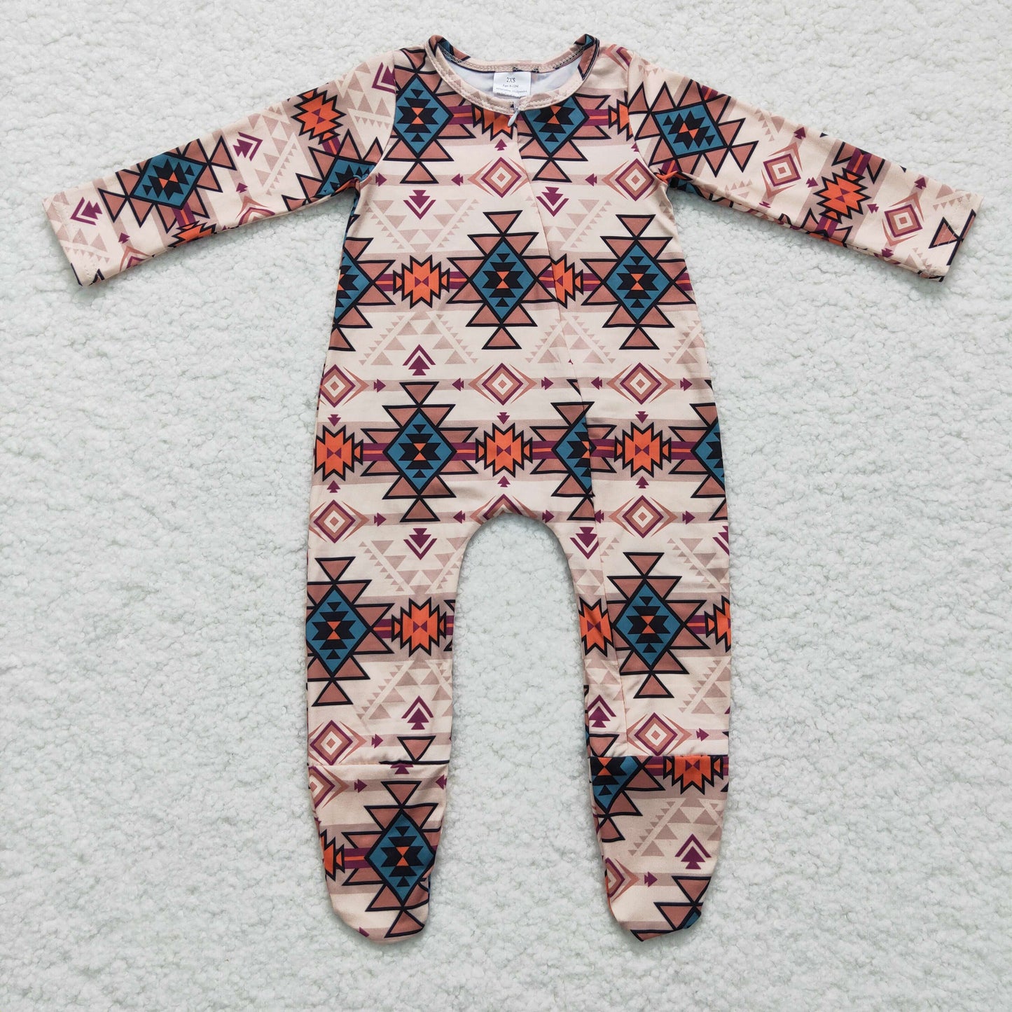 Baby western print footie romper  LR0255