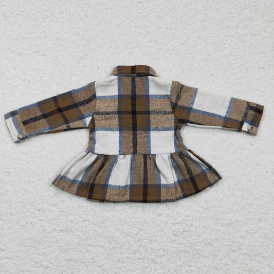 Girls cotton winter plaid button shirt GT0089