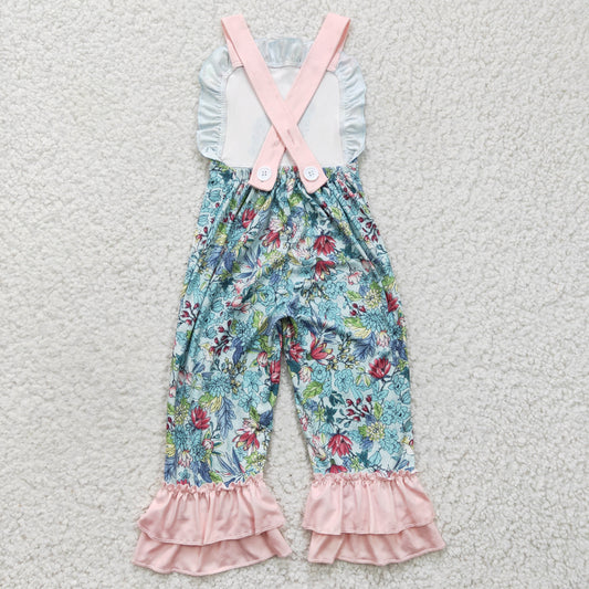 Girls flowers print bunny Easter jumpsuit     SR0164