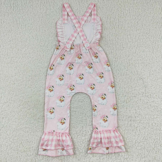 SR0101 Pink Christmas Santa jumpsuit baby girls romper