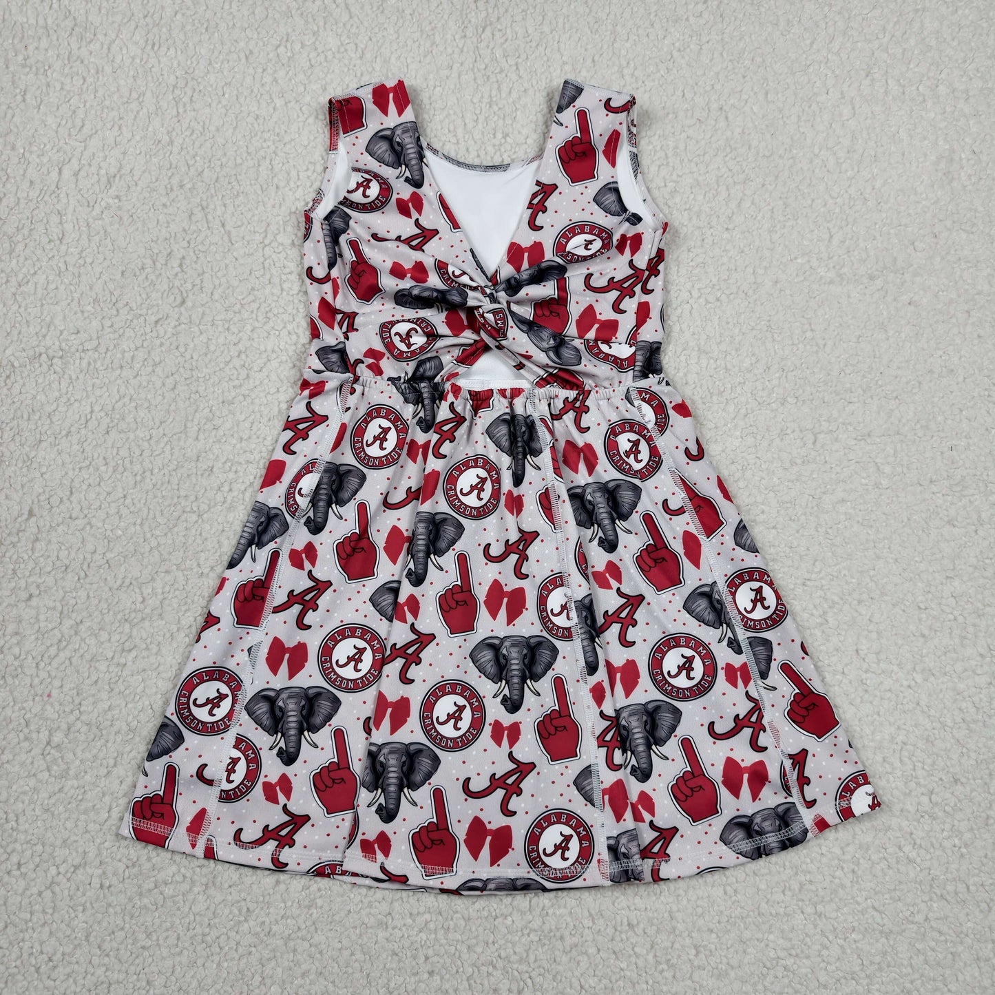 GSD3582 Teams Alabama Bows Print Girls Summer Yoga Dress
