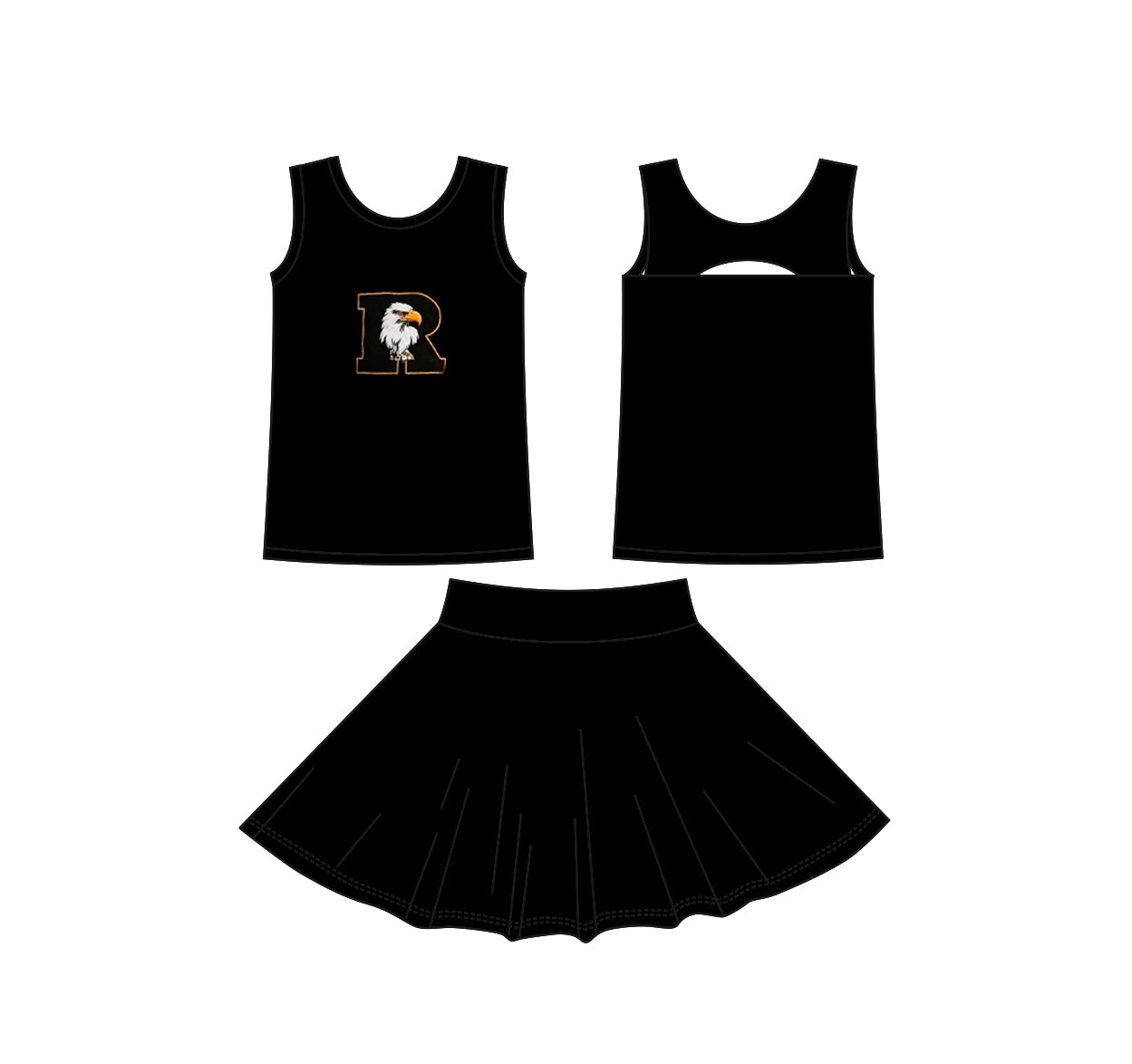 (Custom Design Preorder MOQ 5) Teams Rogers Eagles Tank Top Skort Girls Summer Yoga Clothes Set