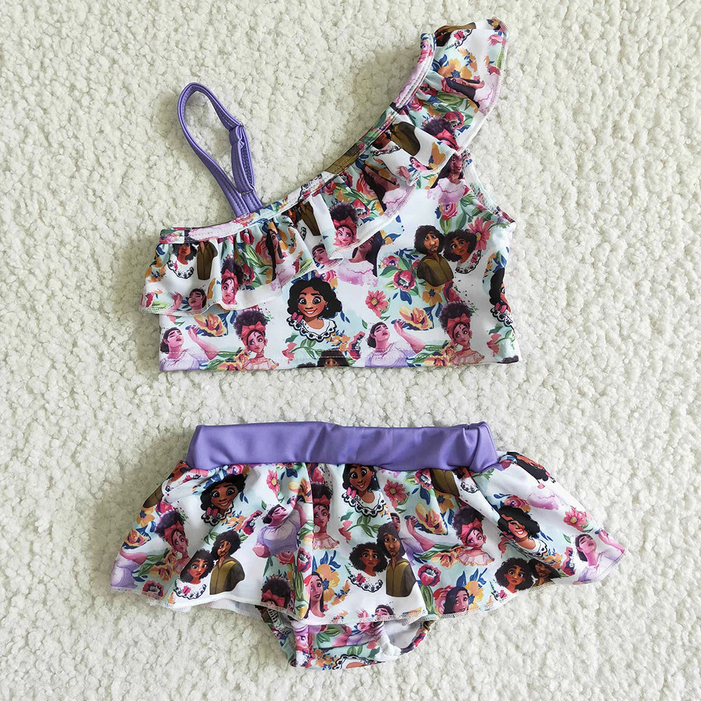 Sibling Baby Girls Western 2pcs Ruffles Beach Wear Swimsuits