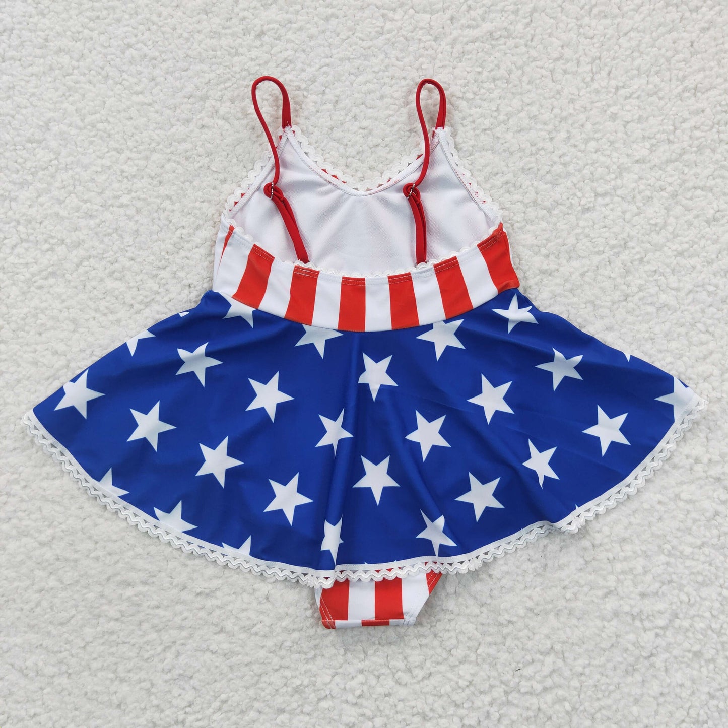 S0091 Stars Stripes Strap Skirts Girls 4th of July Swimsuits