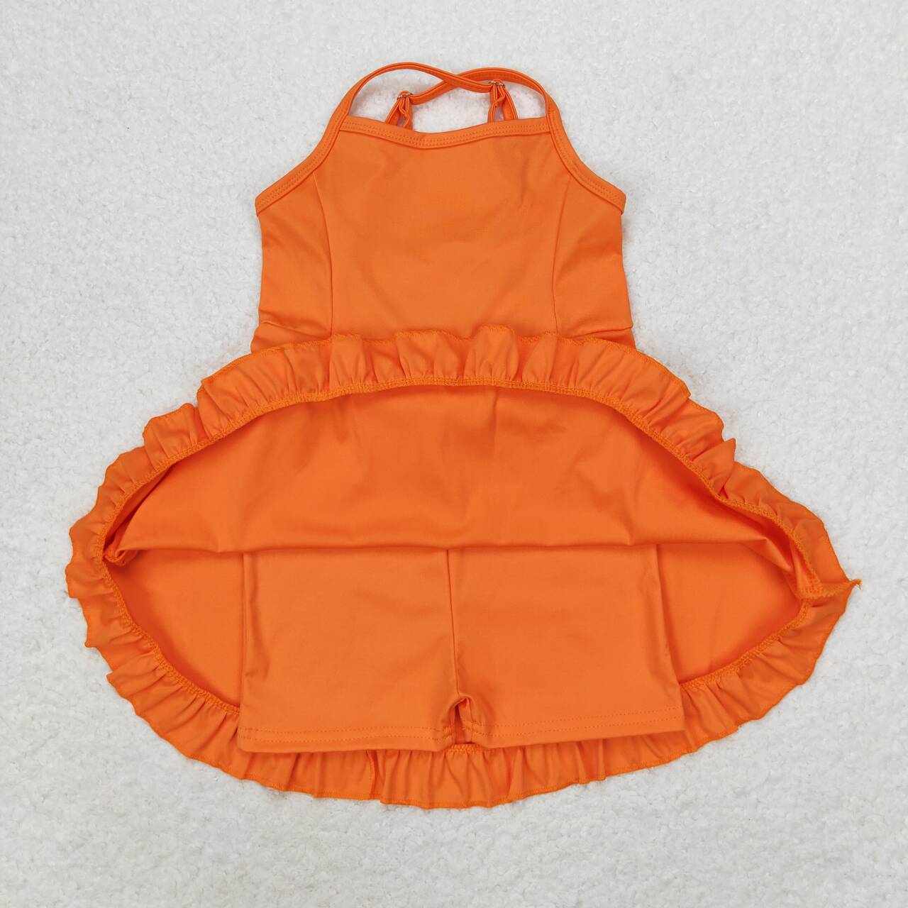 14 Colors Baby Girls Strap Ruffle Yoga Knee Length Dress Sisters Wear