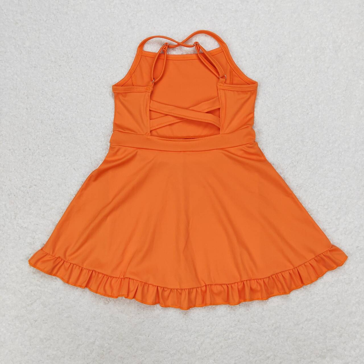 14 Colors Baby Girls Strap Ruffle Yoga Knee Length Dress Sisters Wear