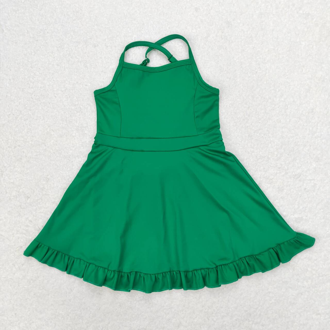 14 Colors Baby Girls Strap Ruffle Yoga Knee Length Dress Sisters Wear