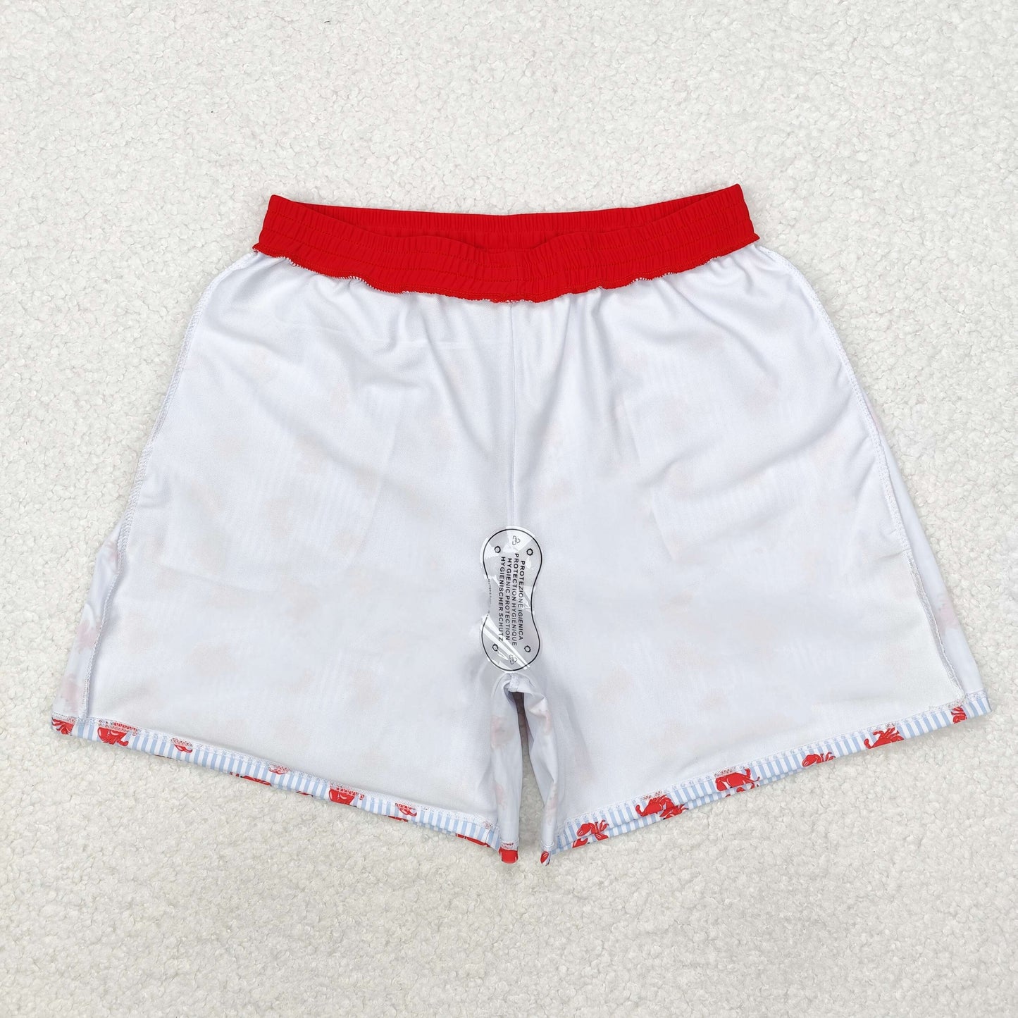 S0464 Crab Stripes Print Pockets Man Swim Trunks